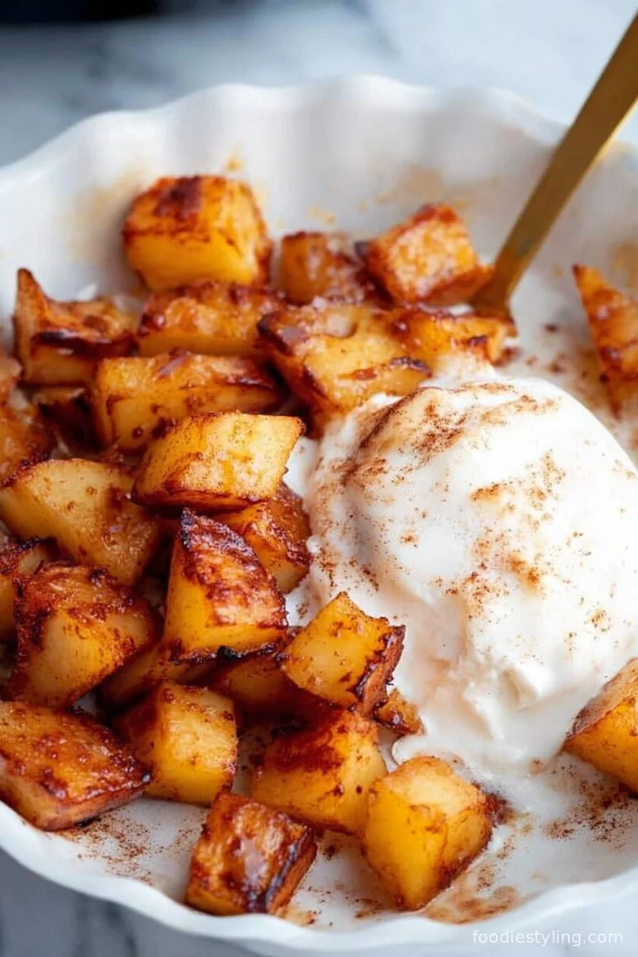 Air Fryer Apples cooking process