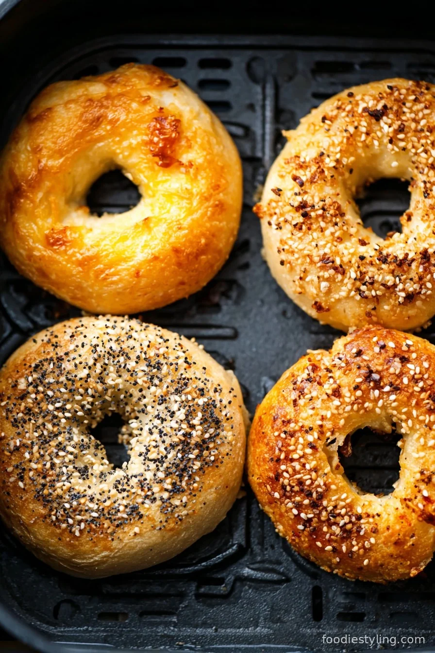 Air Fryer Bagels cooking process