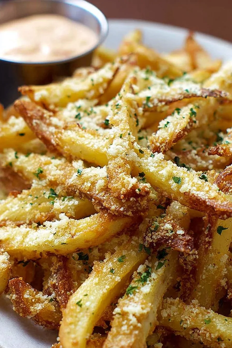 Air Fryer Garlic Parmesan French Fries cooking process
