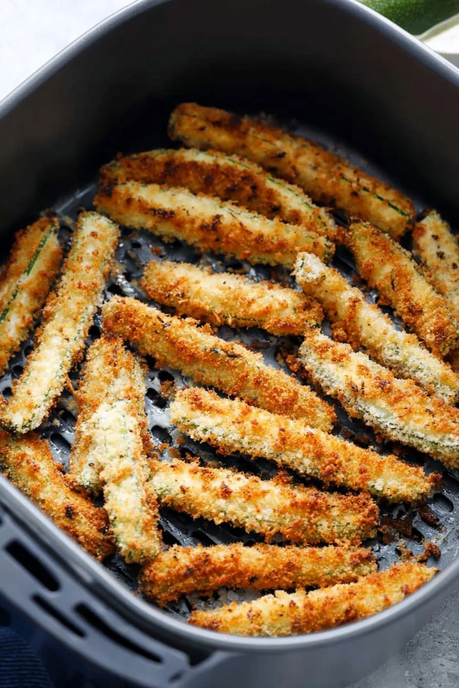 Air Fryer Zucchini Fries cooking process