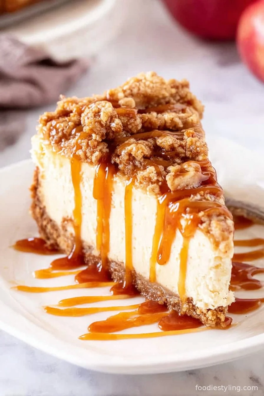 Apple Crisp Cheesecake cooking process
