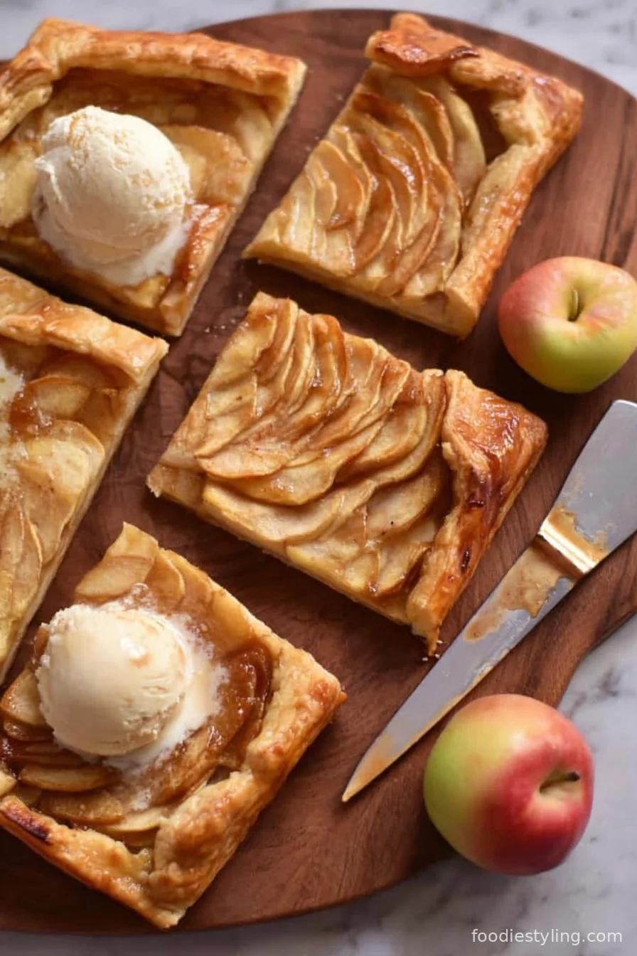 Rustic Apple Galette with golden puff pastry and caramelized apples
