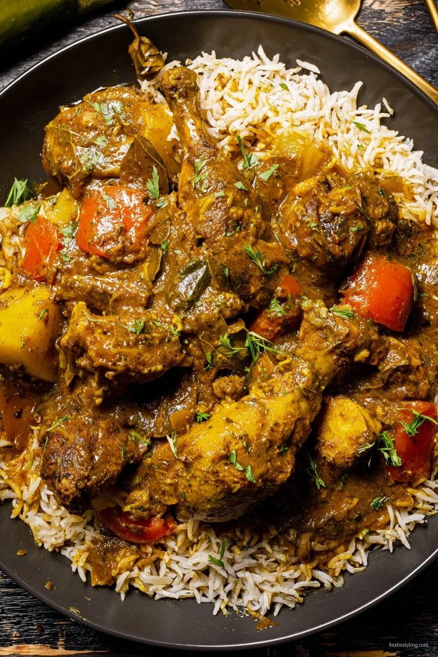 Authentic Jamaican Curry Chicken cooking process