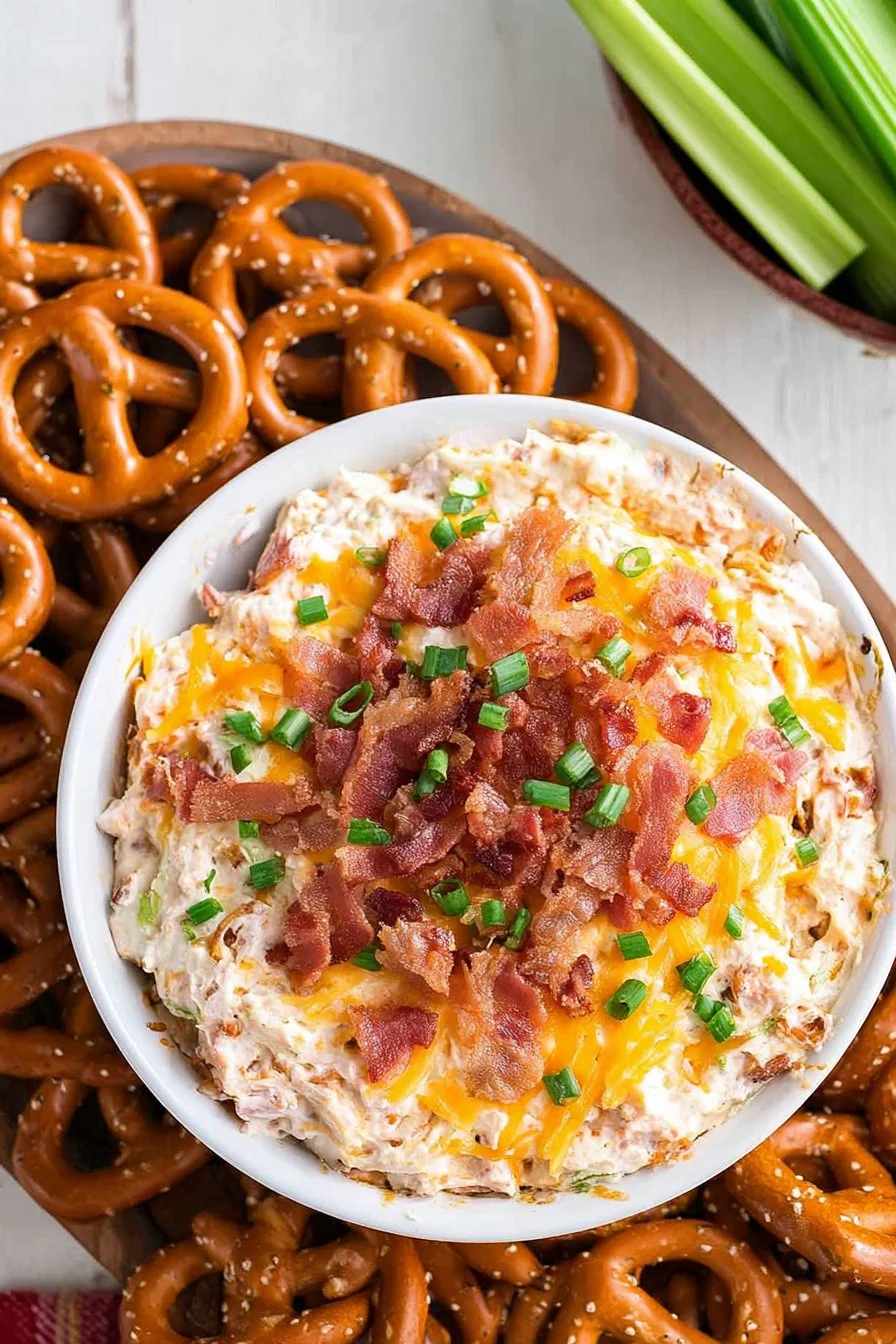 Bacon Cheddar Pretzel Dip cooking process