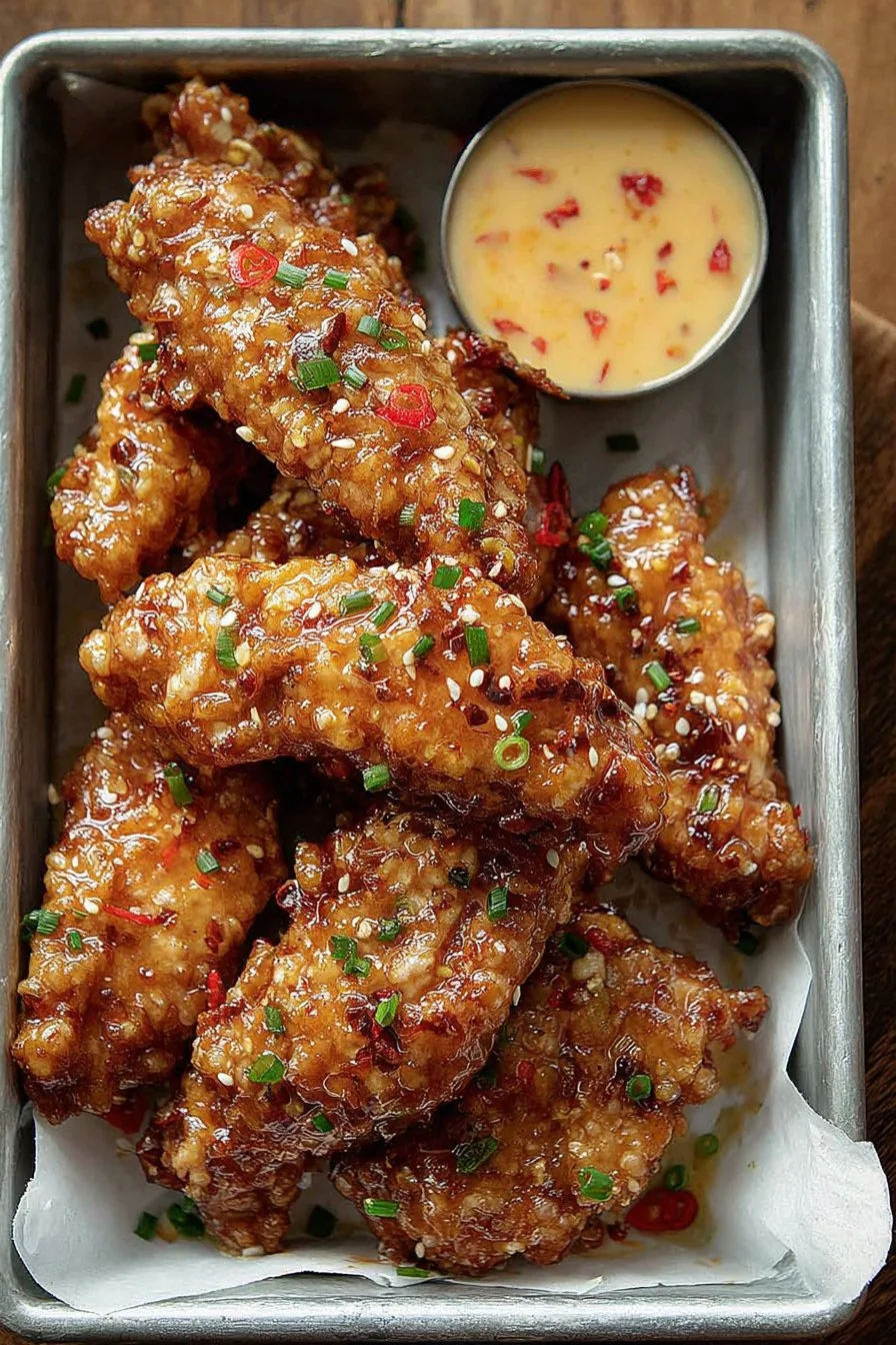 Crispy Bang Bang Chicken with creamy spicy sauce