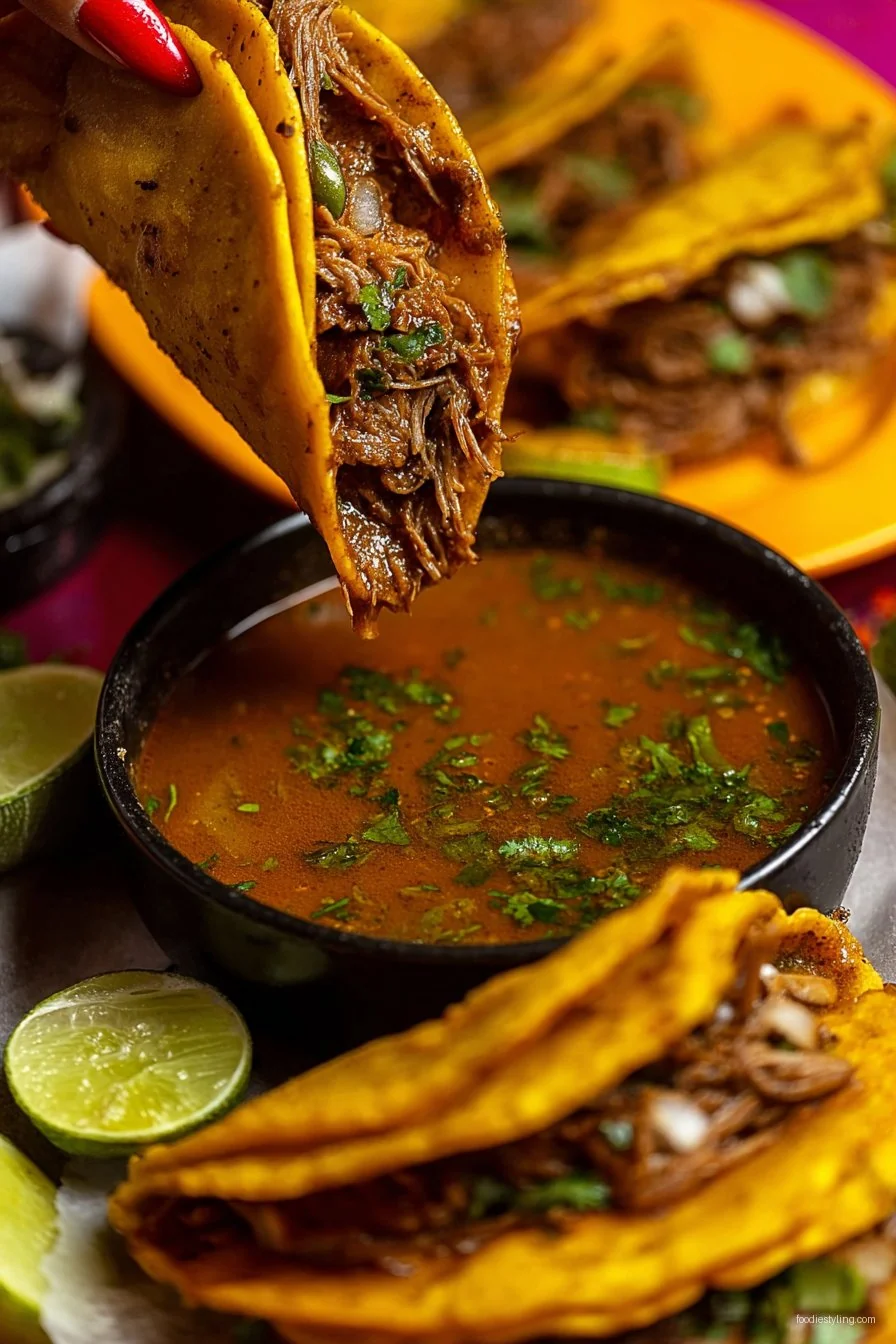 Birria Tacos cooking process