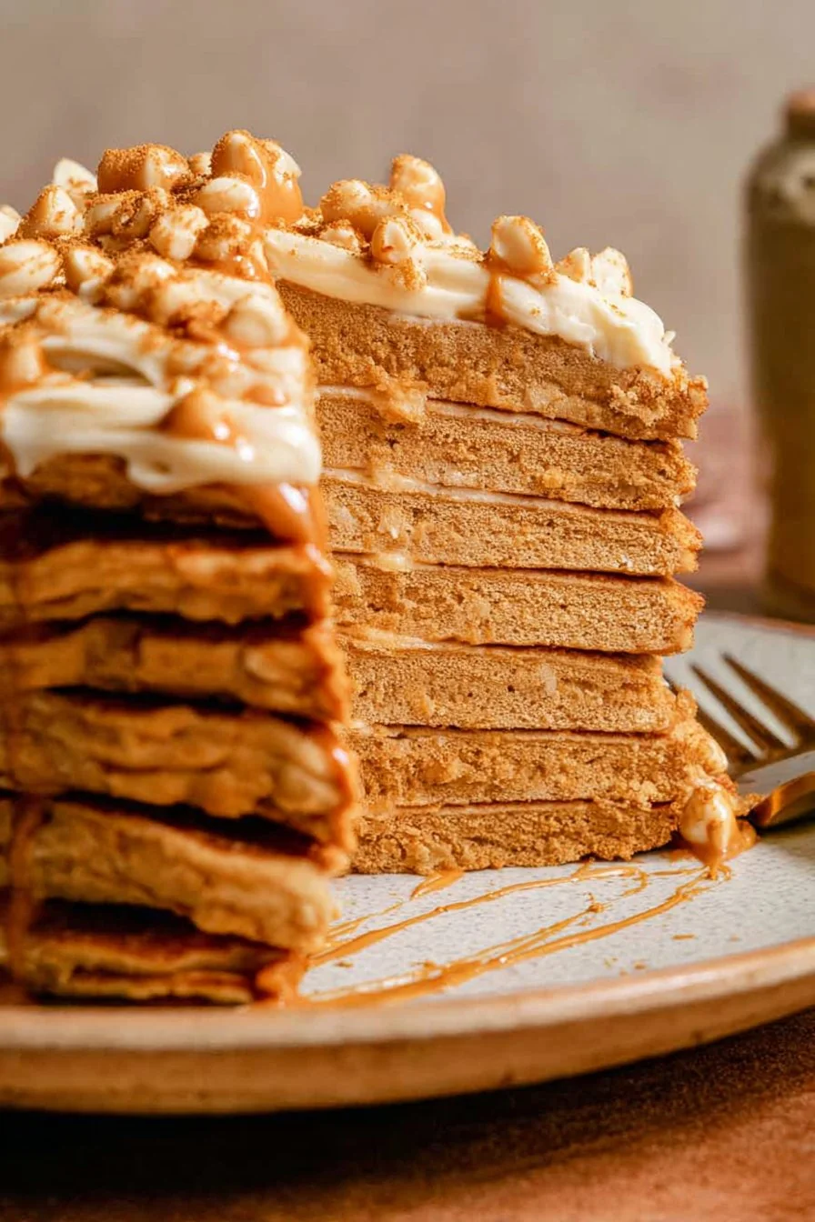 Biscoff Pancakes cooking process