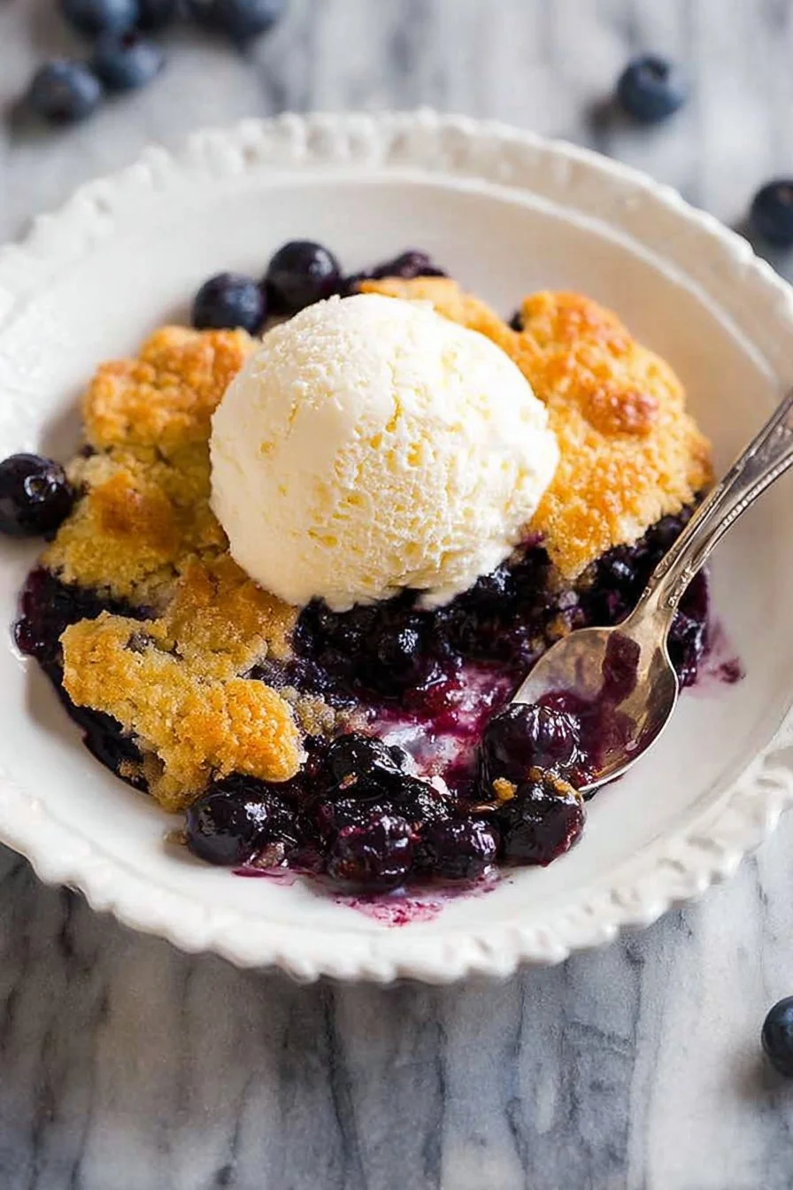 Blueberry Cobbler cooking process