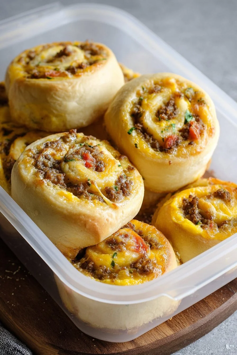 Golden, Cheesy Breakfast Rolls on a Baking Sheet