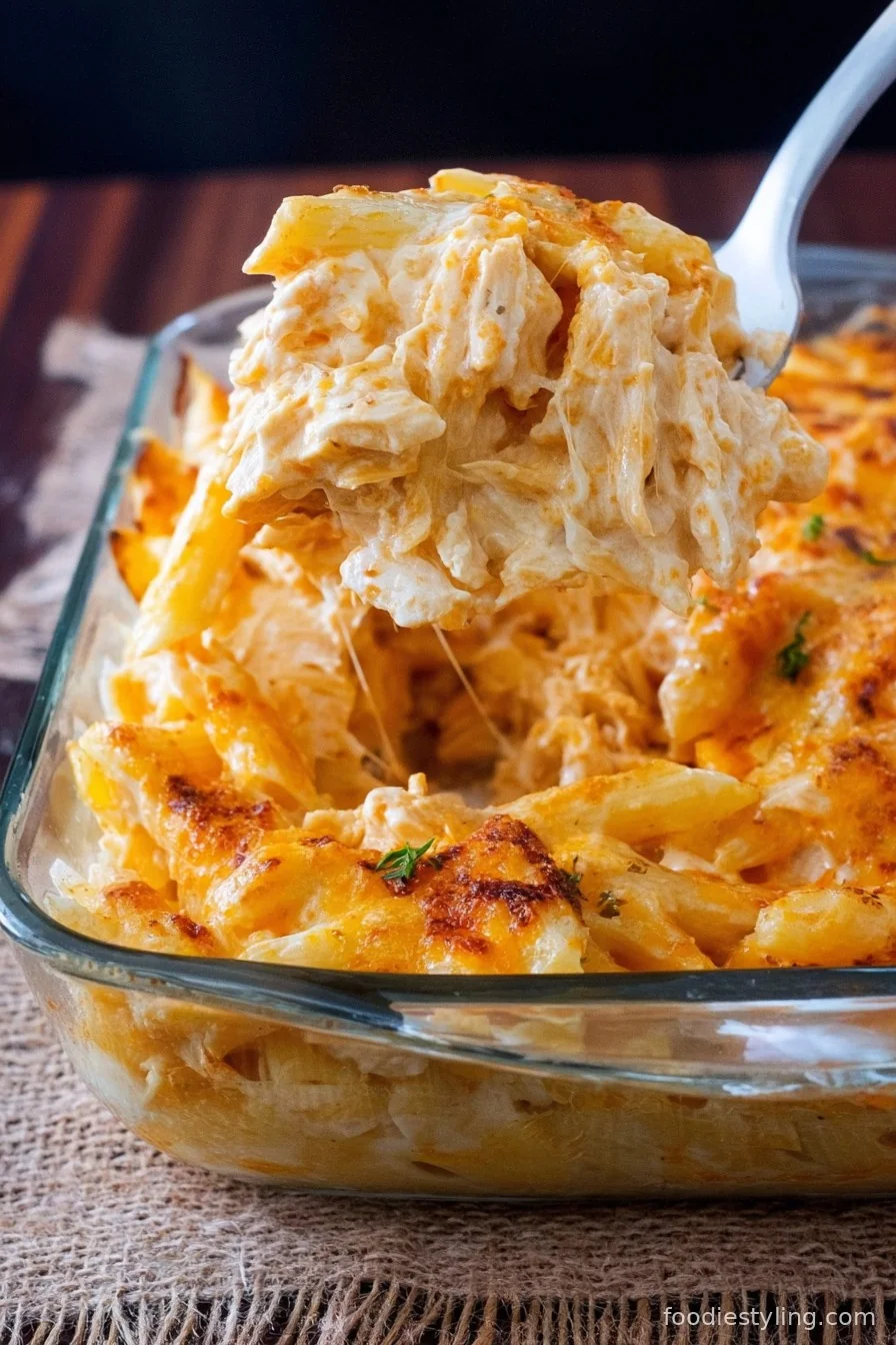 Buffalo Chicken Pasta cooking process