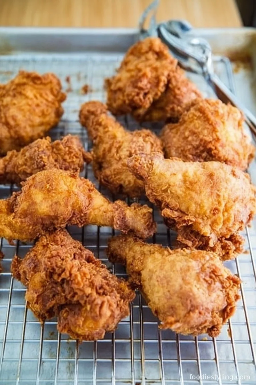 Crispy, golden Buttermilk Fried Chicken on a serving platter