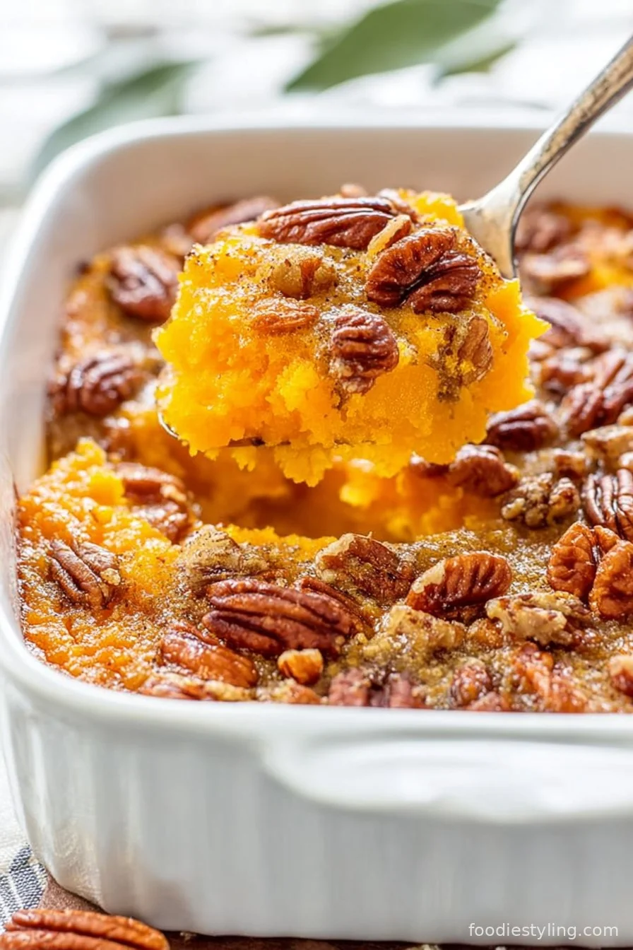 Creamy Butternut Squash Casserole with Crunchy Pecan Topping