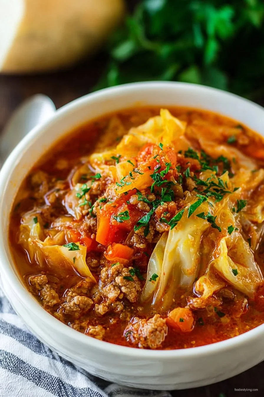 Cabbage Roll Soup cooking process