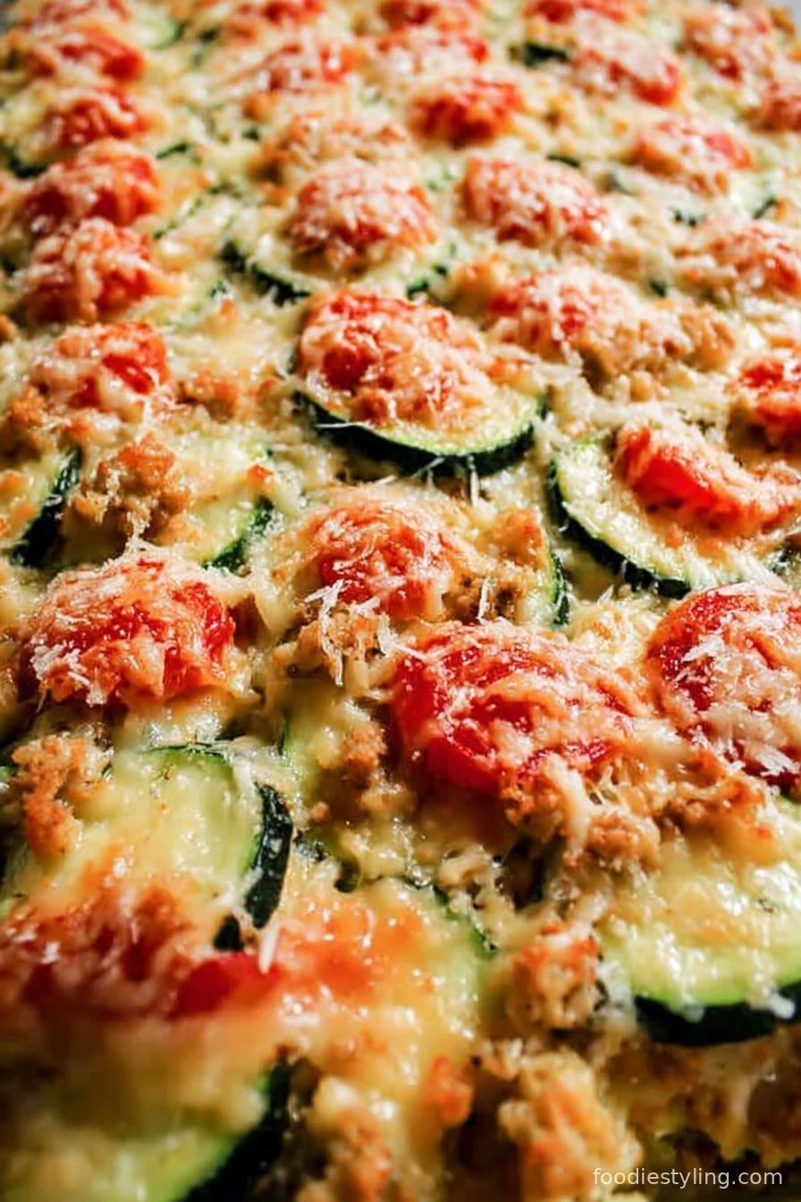 Cheesy Baked Zucchini Casserole With Ground Turkey cooking process