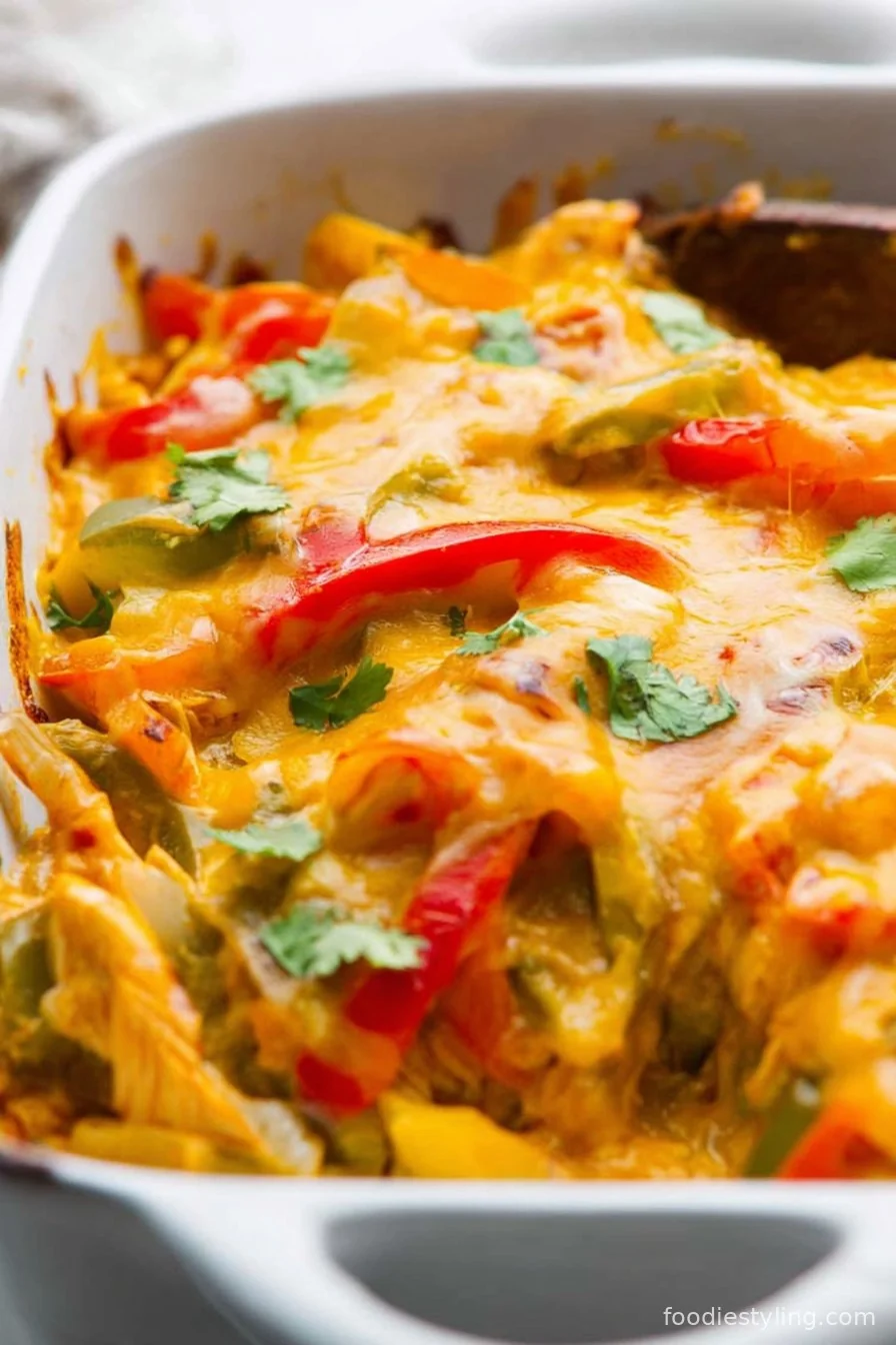 Cheesy Chicken Fajita Casserole cooking process