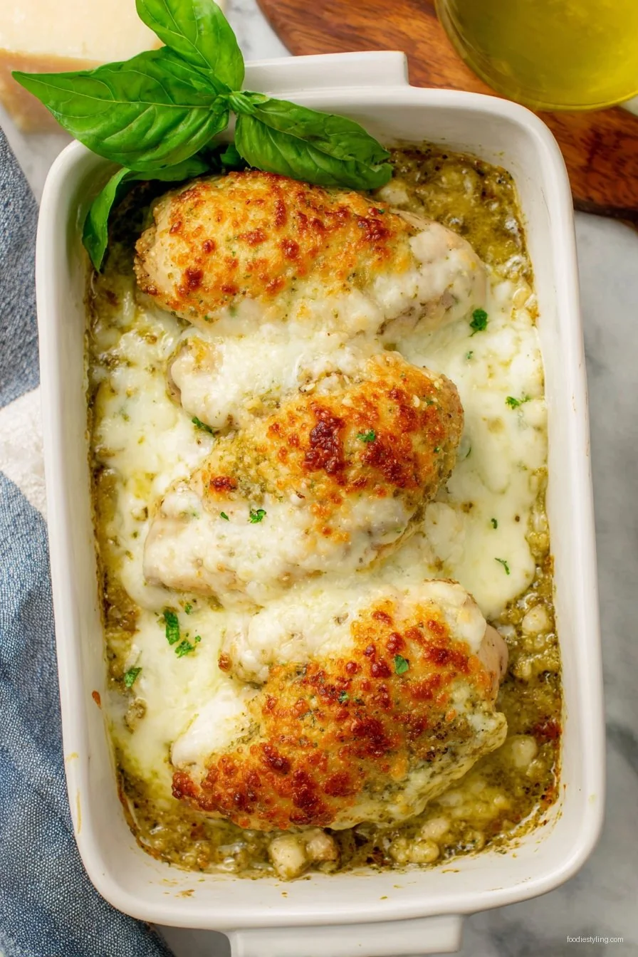 Cheesy Pesto Chicken cooking process