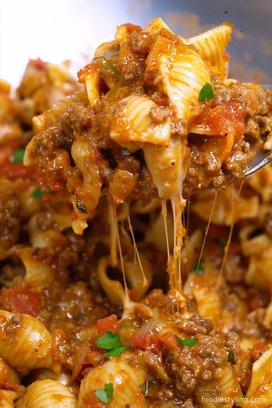 Cheesy Taco Pasta cooking process