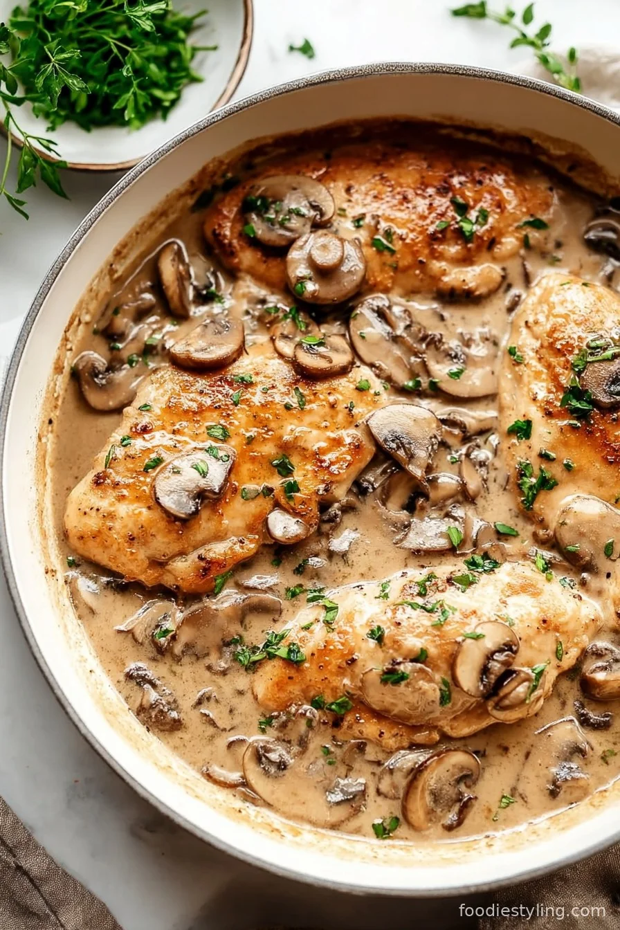 Chicken Marsala cooking process