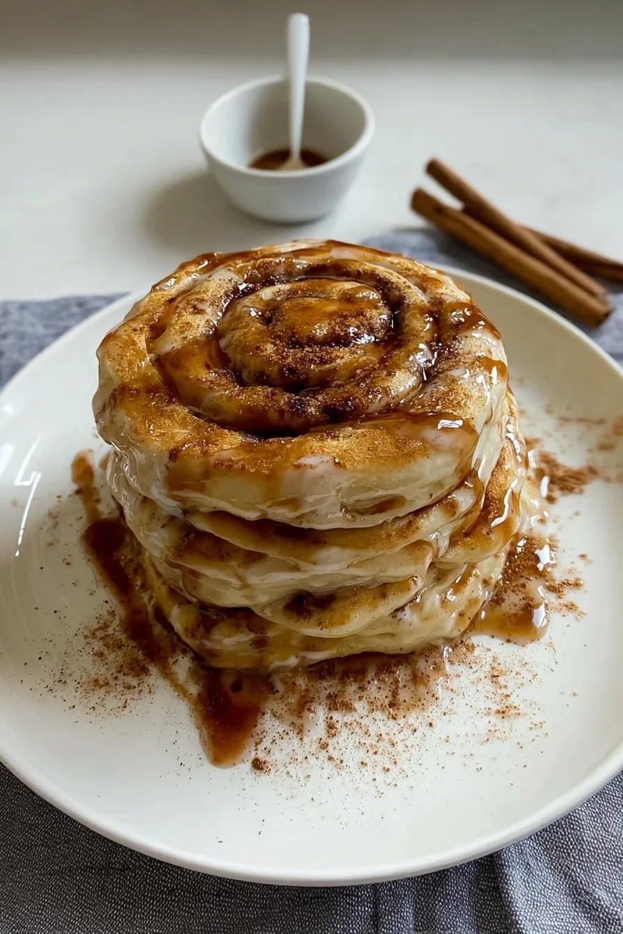 Cinnamon Bun Pancakes cooking process