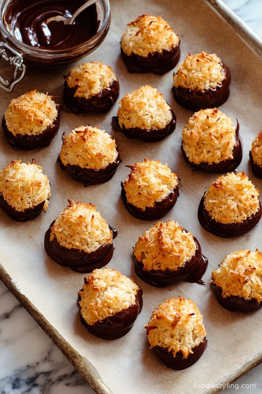 Buttery, golden coconut macaroons with crisp edges