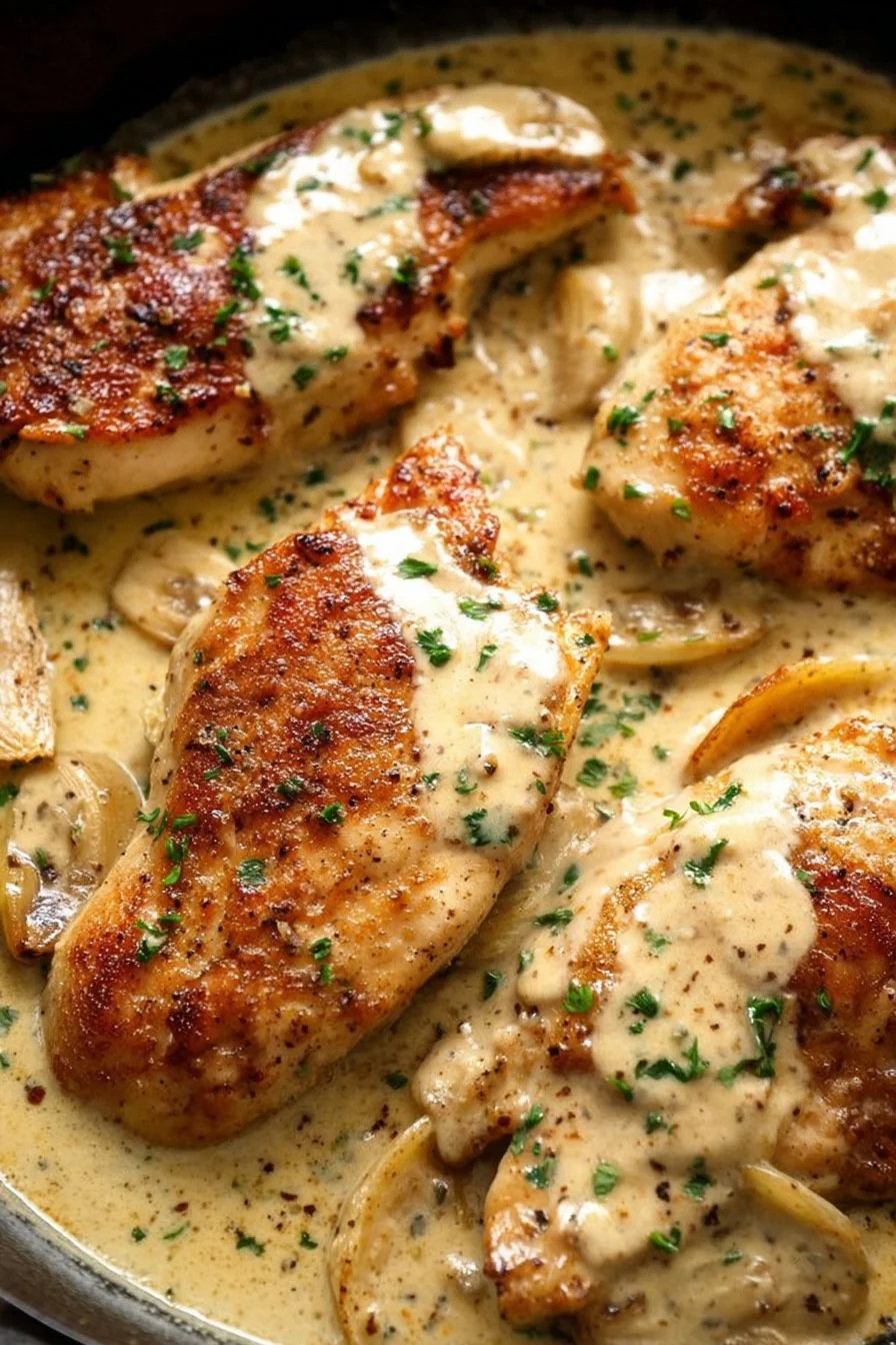 Creamy Garlic Chicken cooking process
