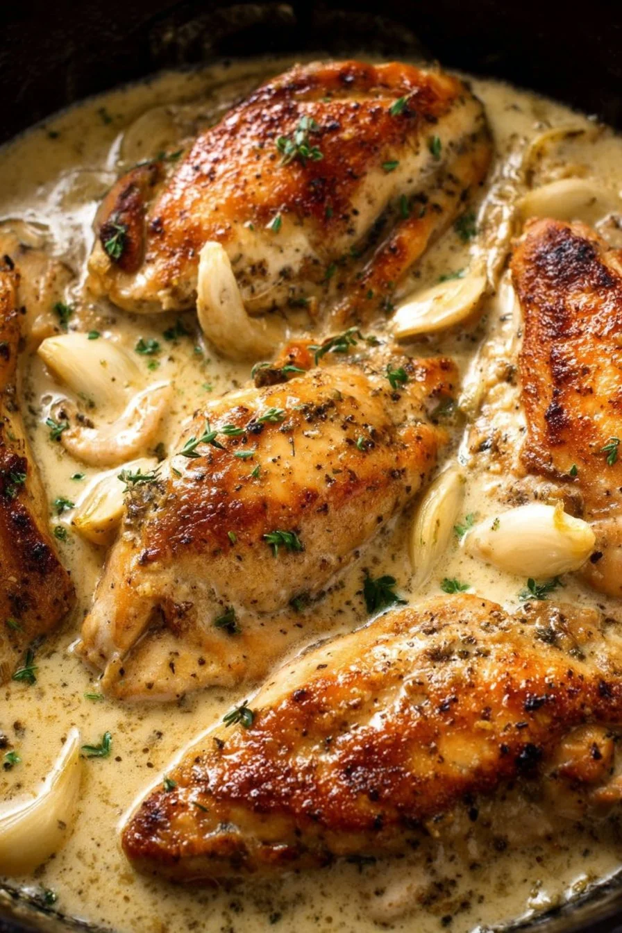 Creamy Garlic Chicken cooking process