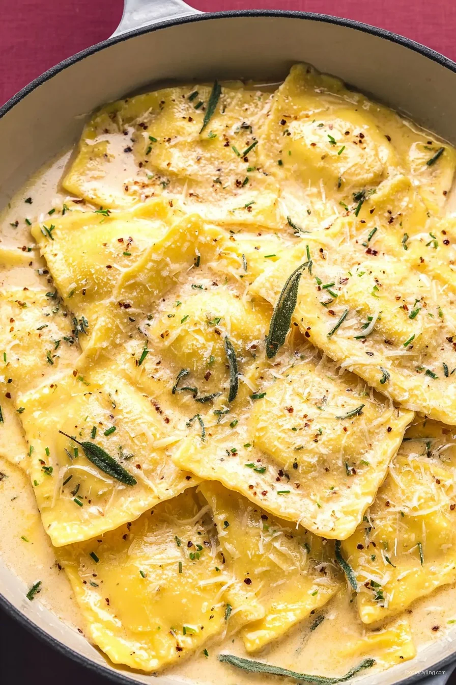 Creamy Lemon Herb Butter Ravioli cooking process