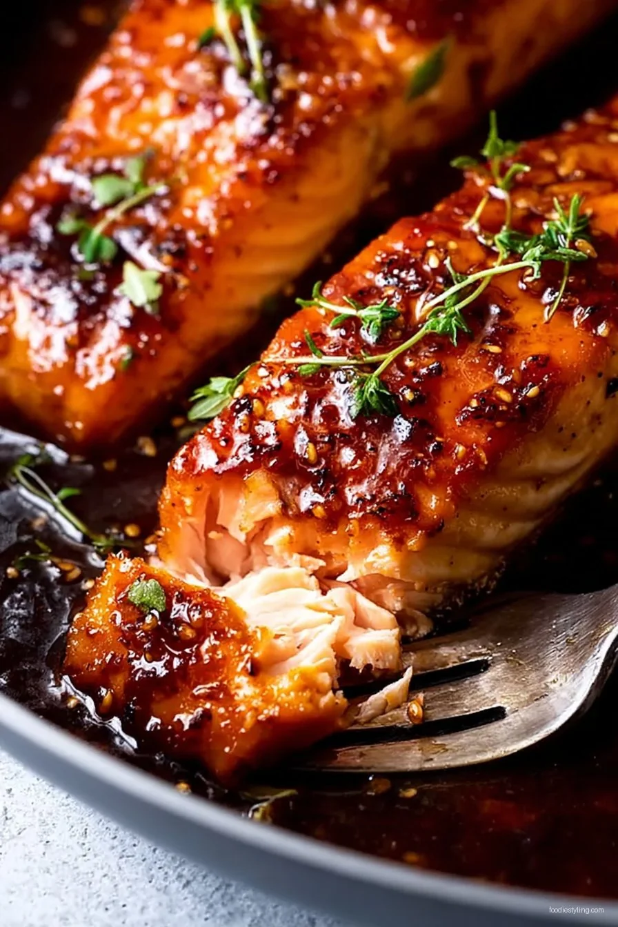 Crispy Honey Garlic Glazed Salmon cooking process