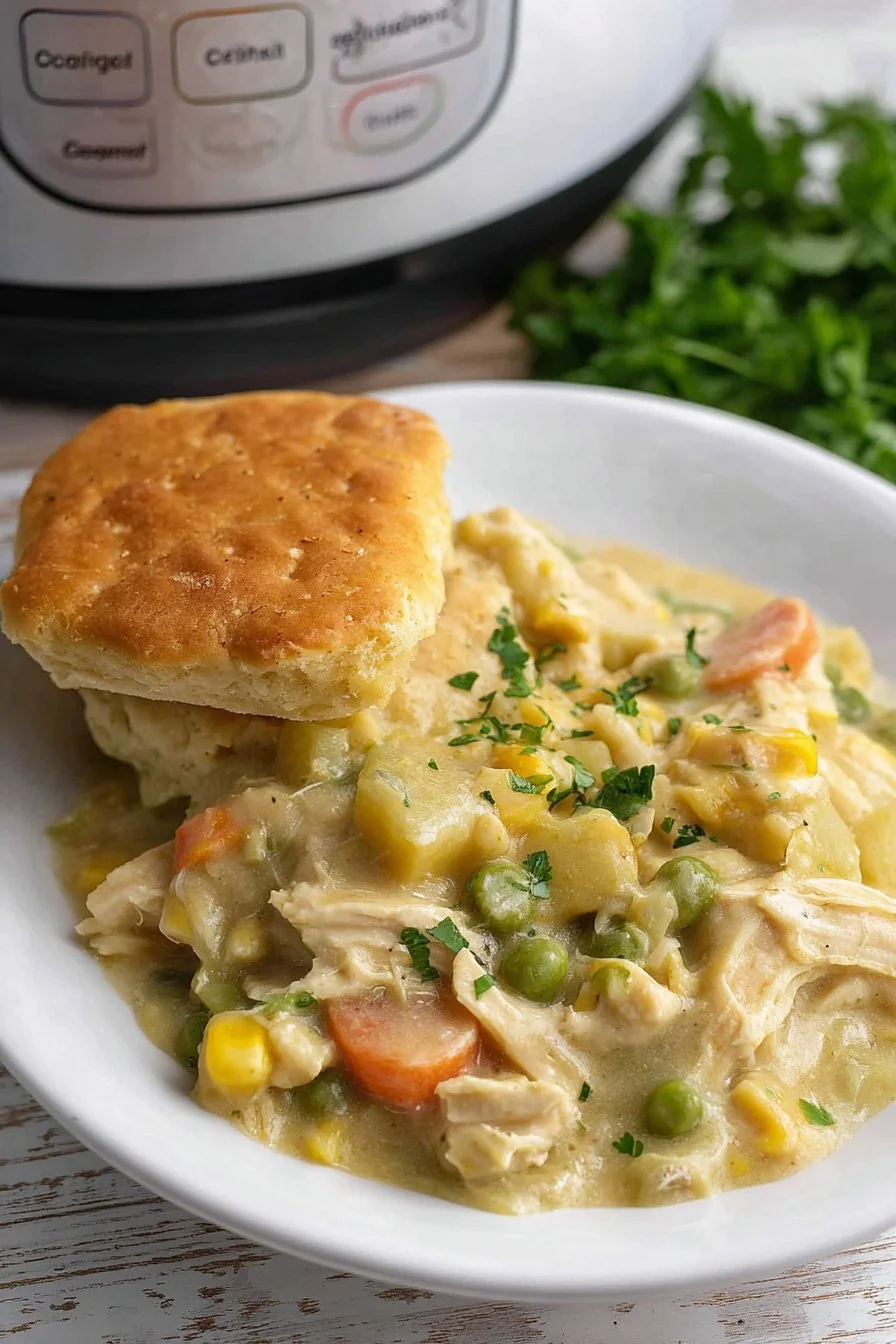Crock Pot Chicken Pot Pie cooking process