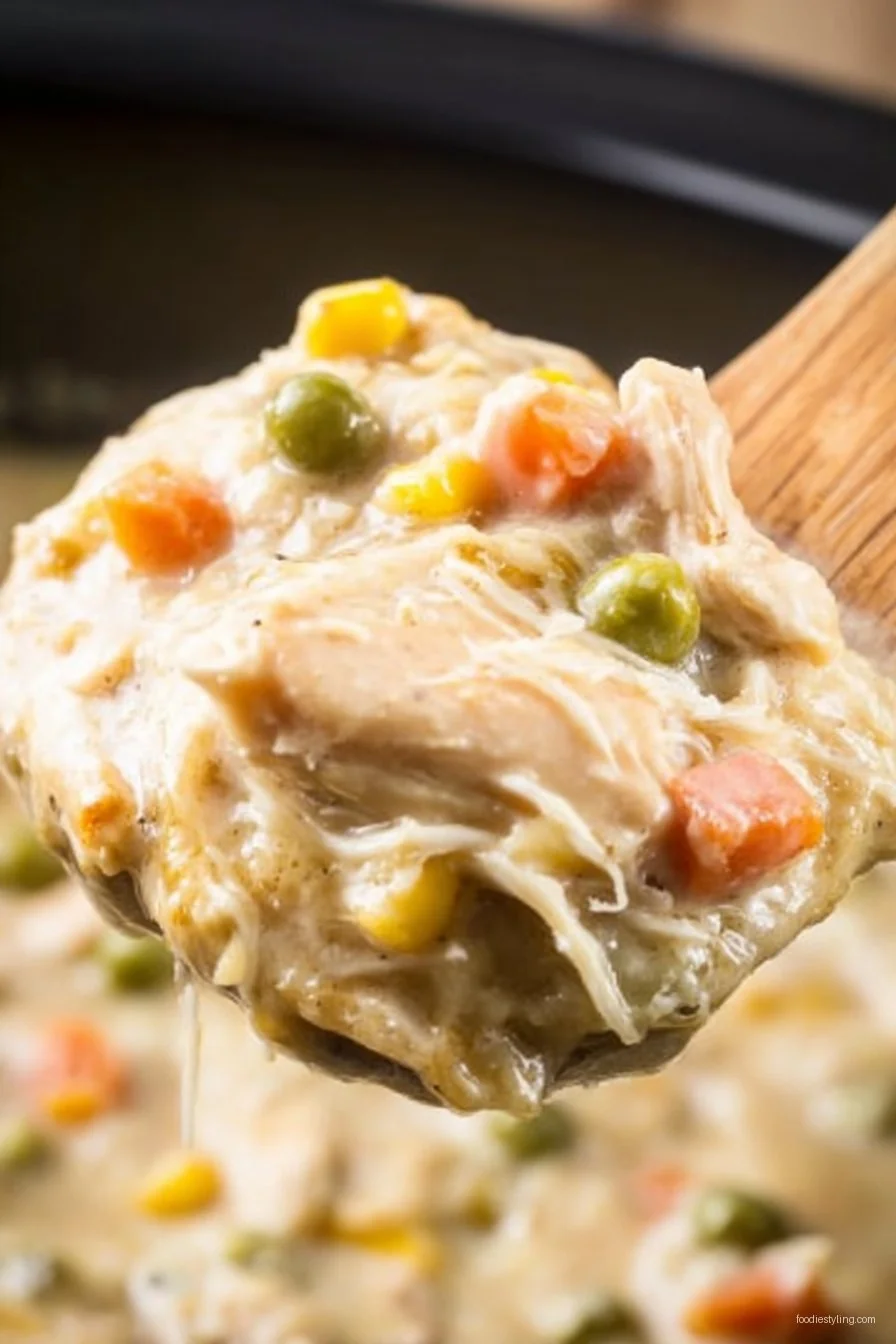 Crock Pot Pot Pie Chicken cooking process