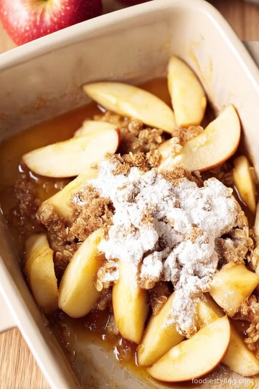 Glorious golden-brown Easy Apple Crisp with Oat Topping — steaming and irresistible!