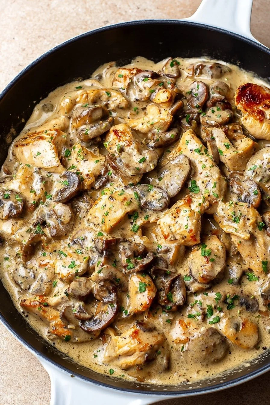 Easy Chicken Stroganoff cooking process