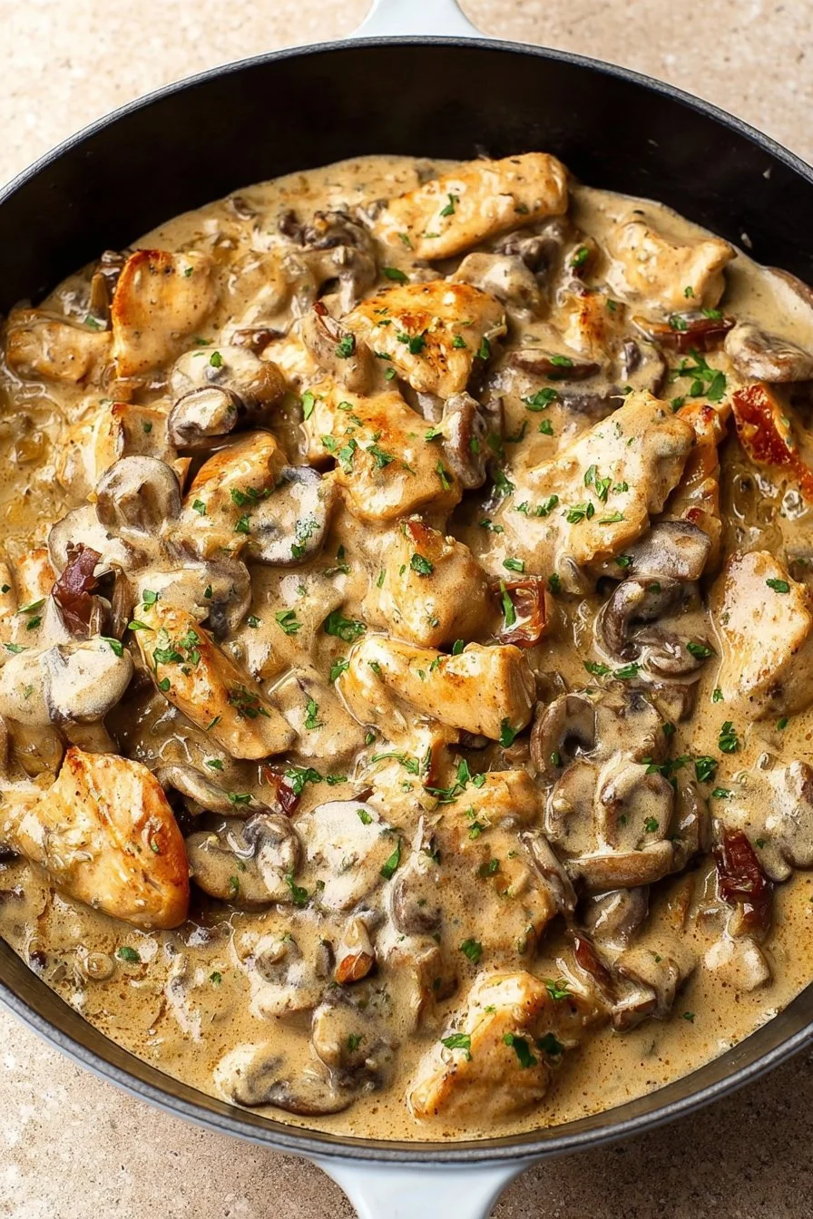 Easy Chicken Stroganoff cooking process