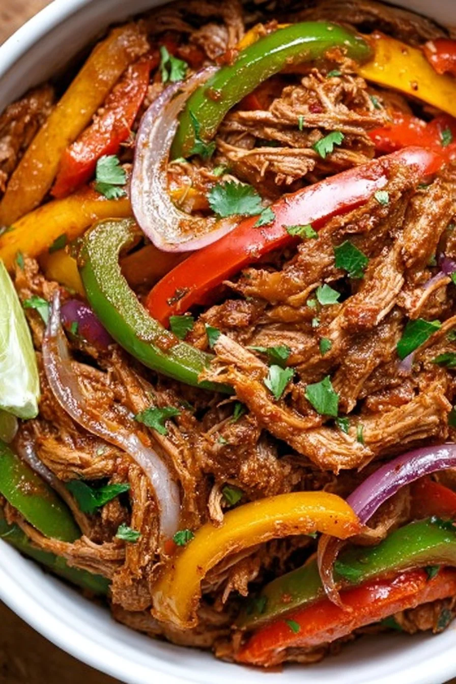 Easy Crockpot Fajitas cooking process