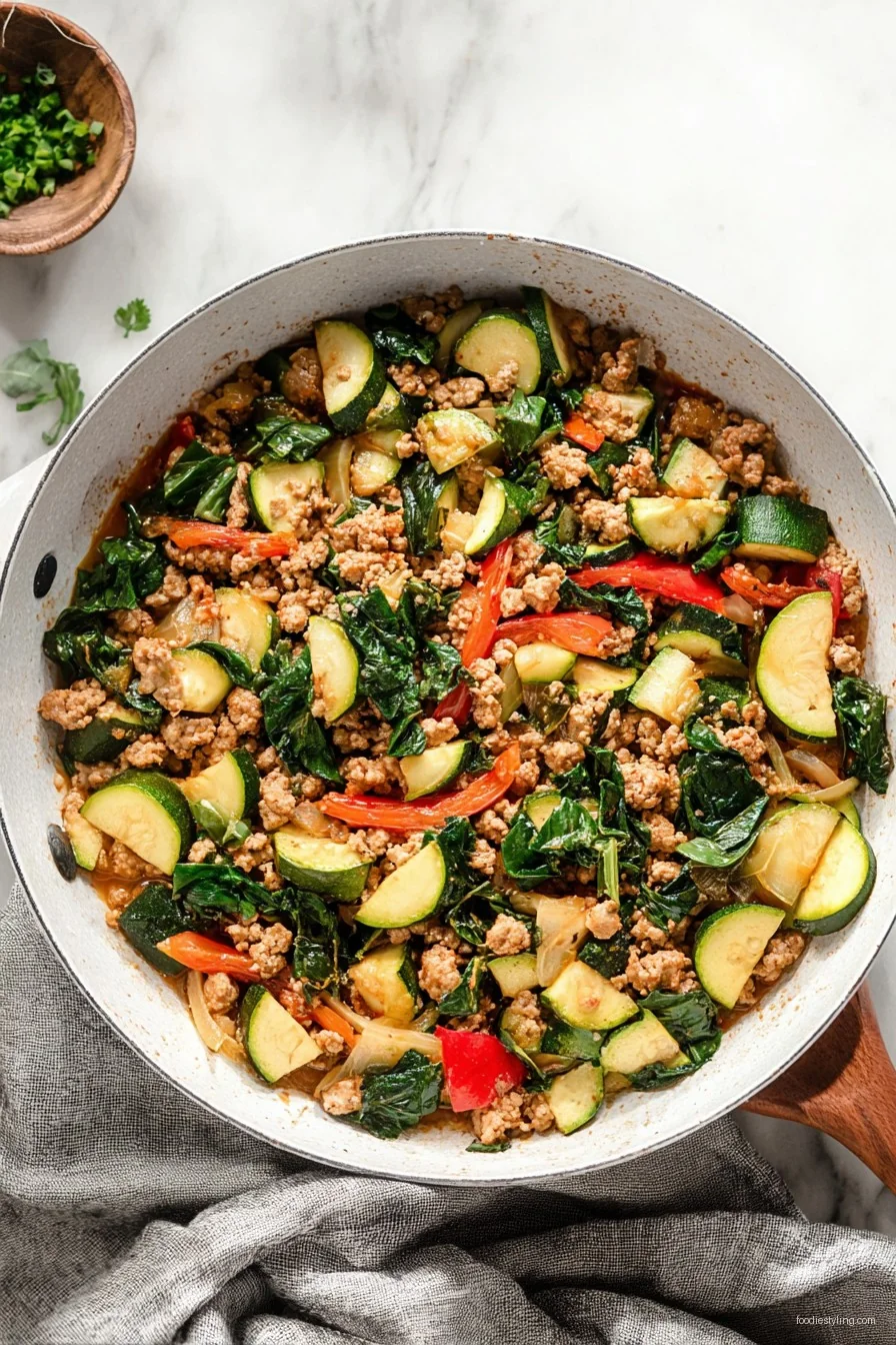 Easy Ground Turkey and Zucchini Skillet cooking process