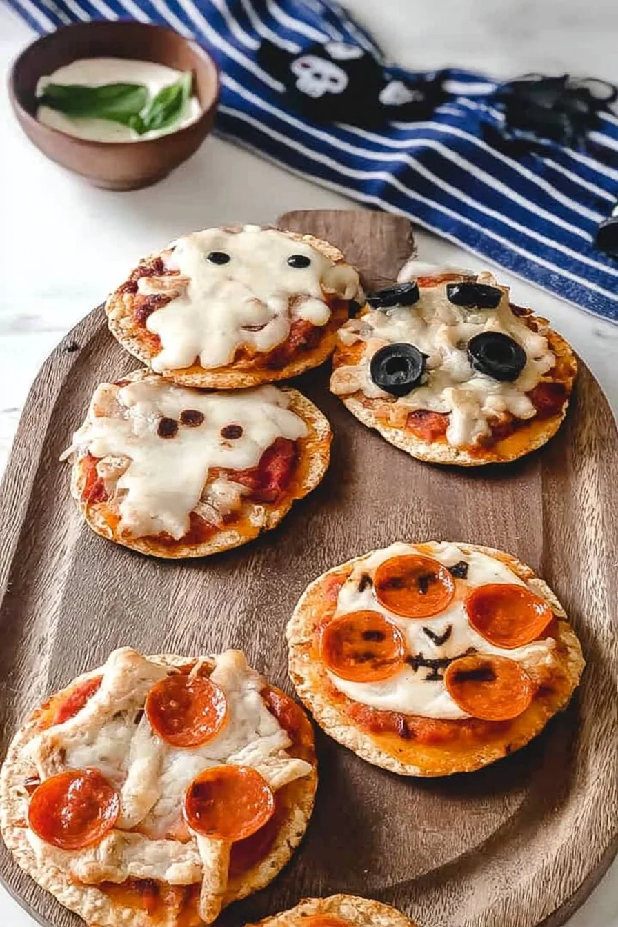 Easy Mini Halloween Pizzas cooking process