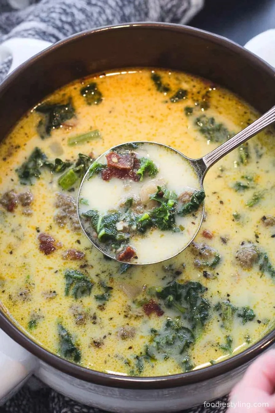Easy Olive Garden Zuppa Toscana Soup cooking process