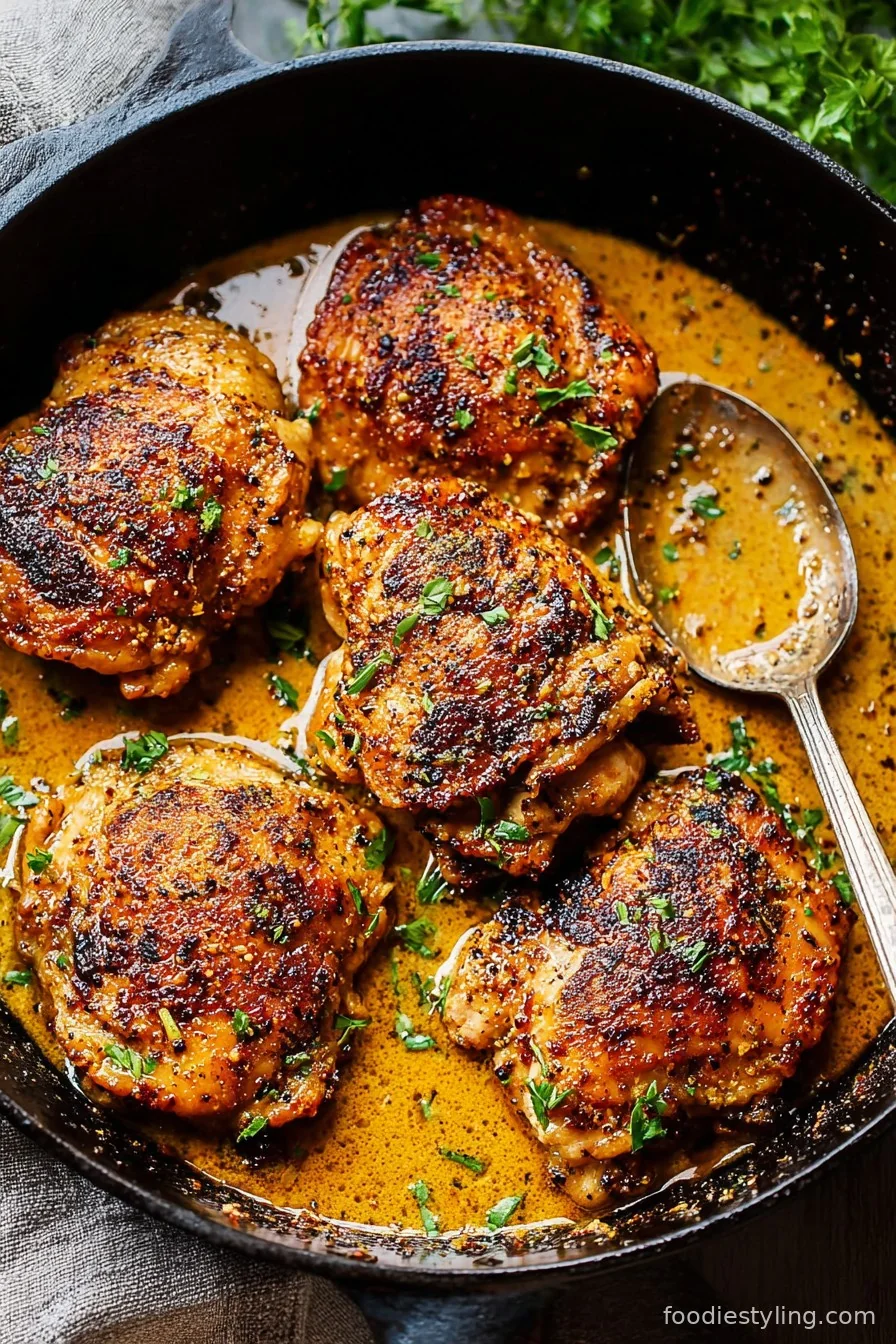 Easy Skillet Chicken Thighs cooking process