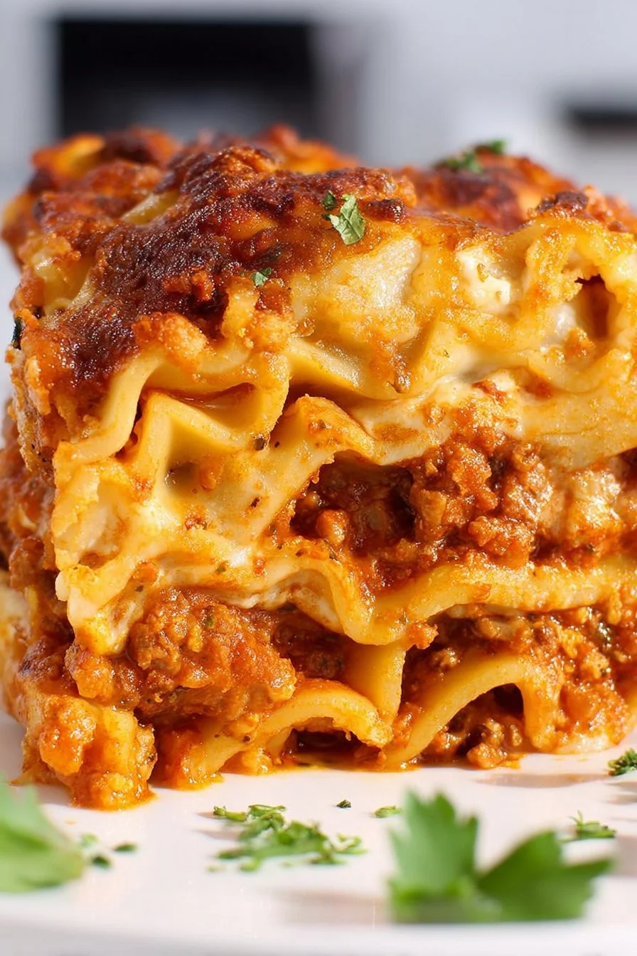 Easy Slow Cooker Lasagna cooking process