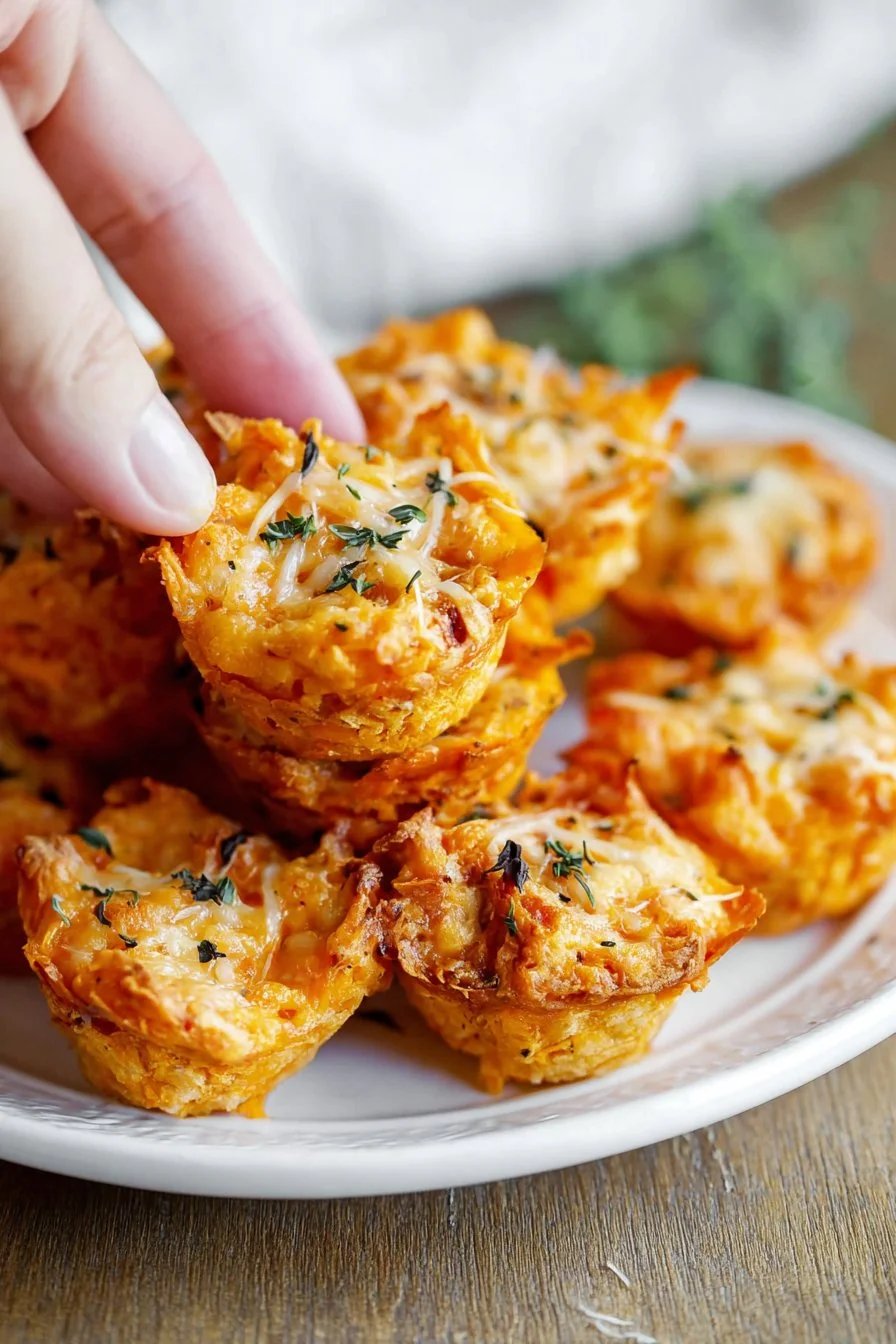 Easy Sweet Potato Puffs on a baking sheet, golden and crispy