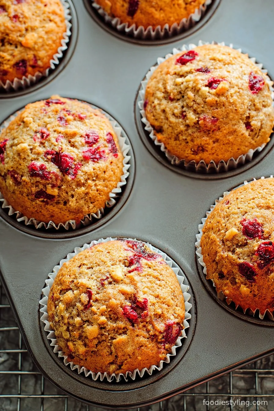 A basket of fresh cranberry orange muffins waiting to be eaten