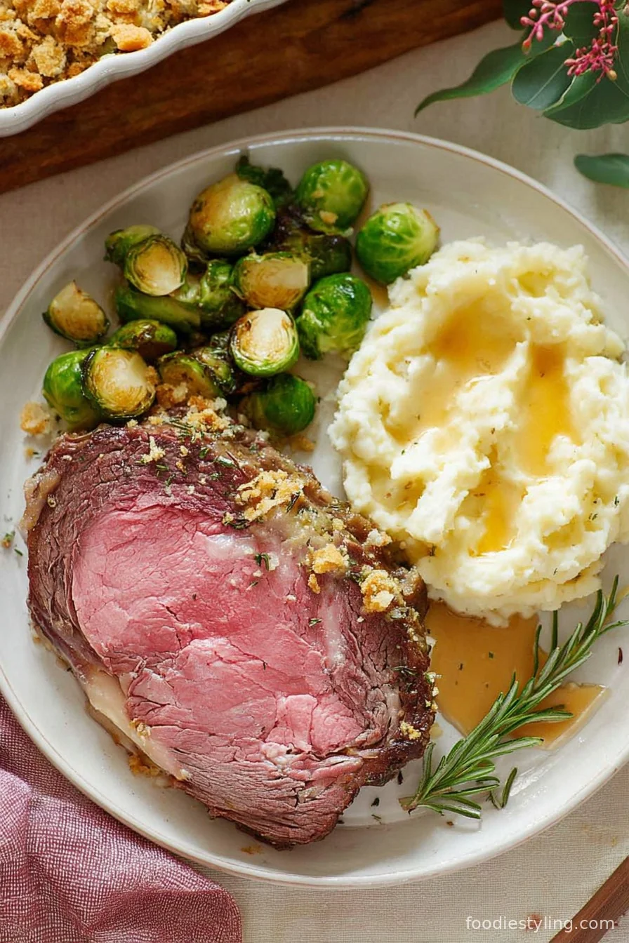 Garlic and Herb Crusted Prime Rib cooking process