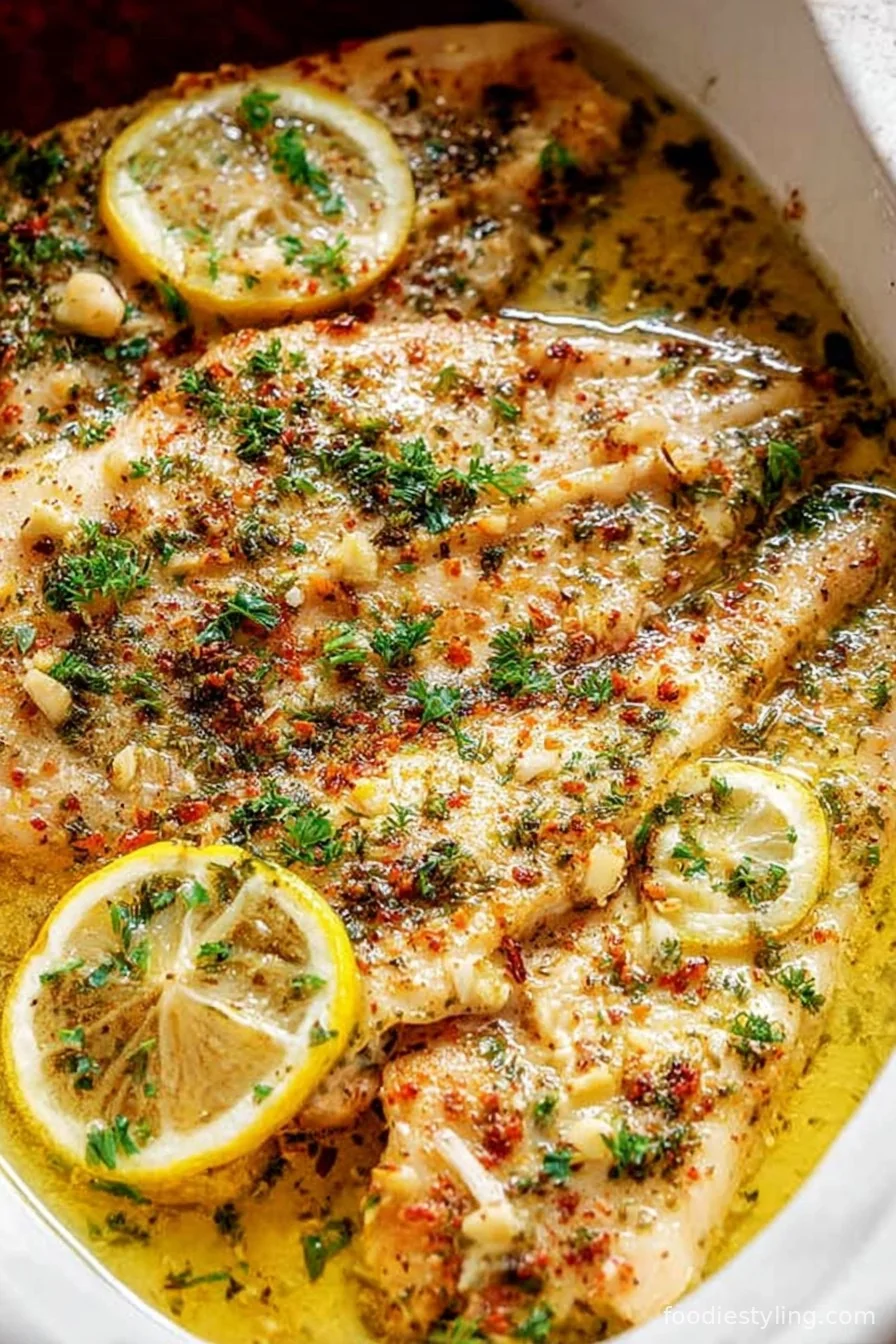 Garlic Butter Oven Baked Tilapia cooking process