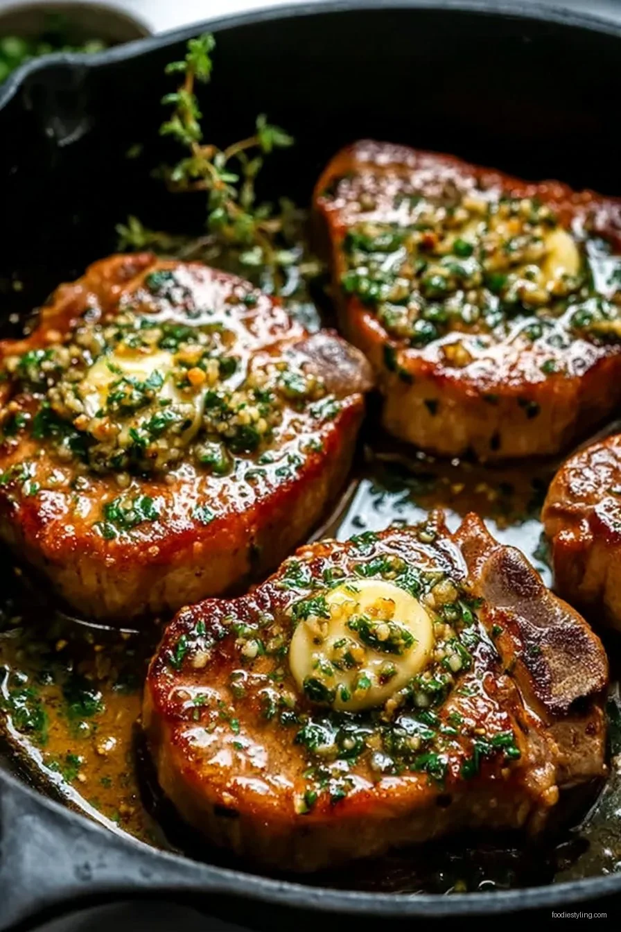 Garlic Butter Pan Seared Pork Chops cooking process
