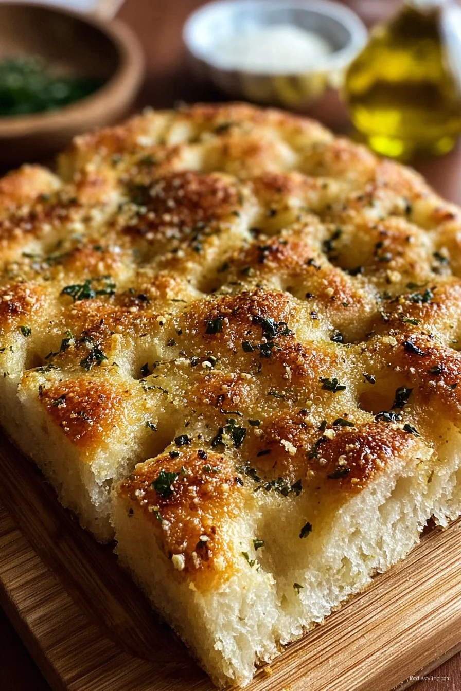 Garlic Parmesan Focaccia cooking process