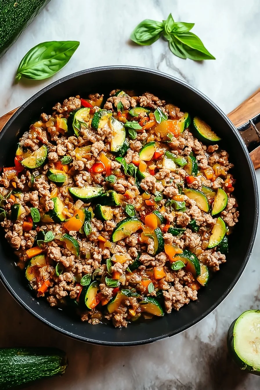 Ground Turkey and Zucchini Skillet – a healthy, easy one-pan meal for busy nights!