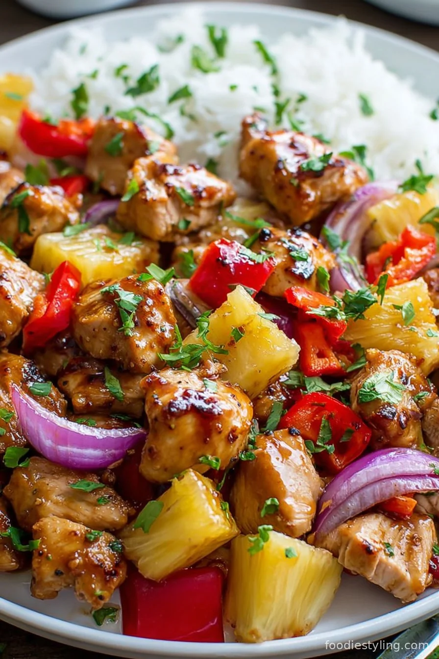 Hawaiian Chicken Sheet Pan cooking process