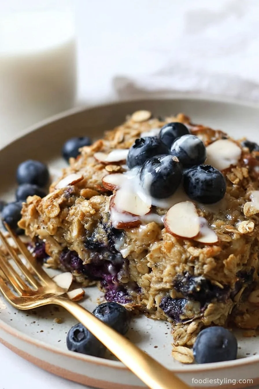 Healthy Blueberry Baked Oatmeal cooking process