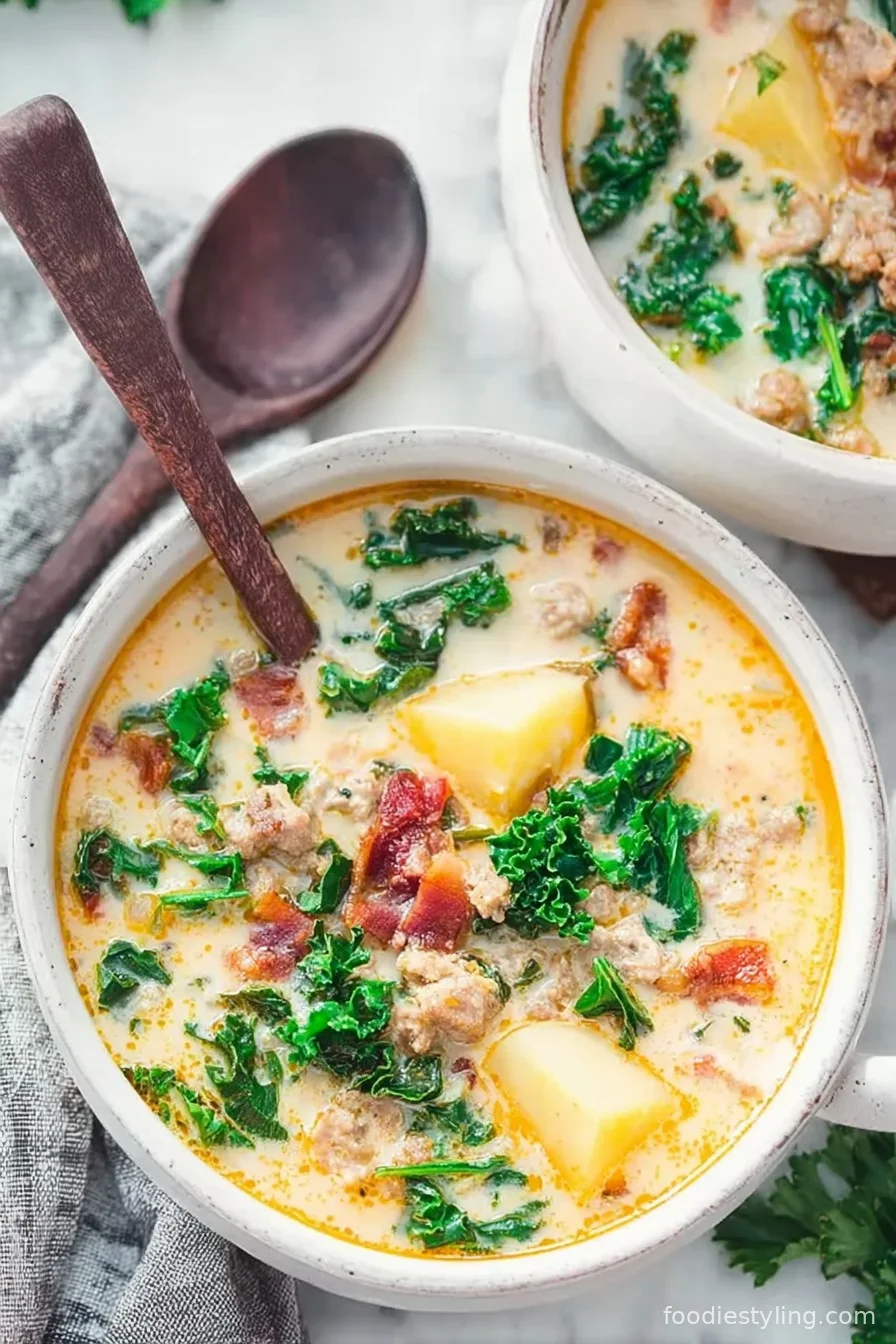 Healthy Zuppa Toscana cooking process