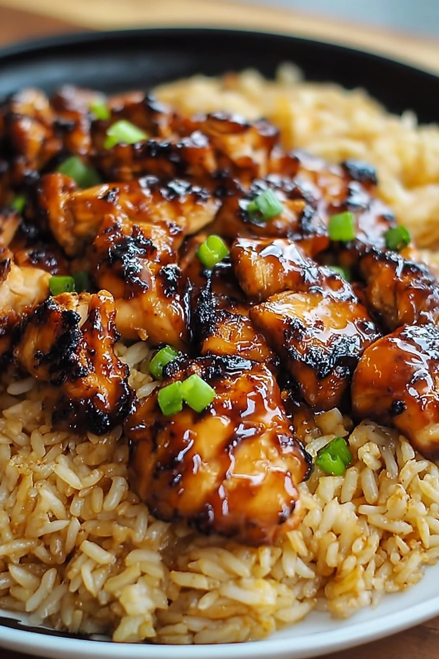 Honey BBQ Chicken Rice cooking process